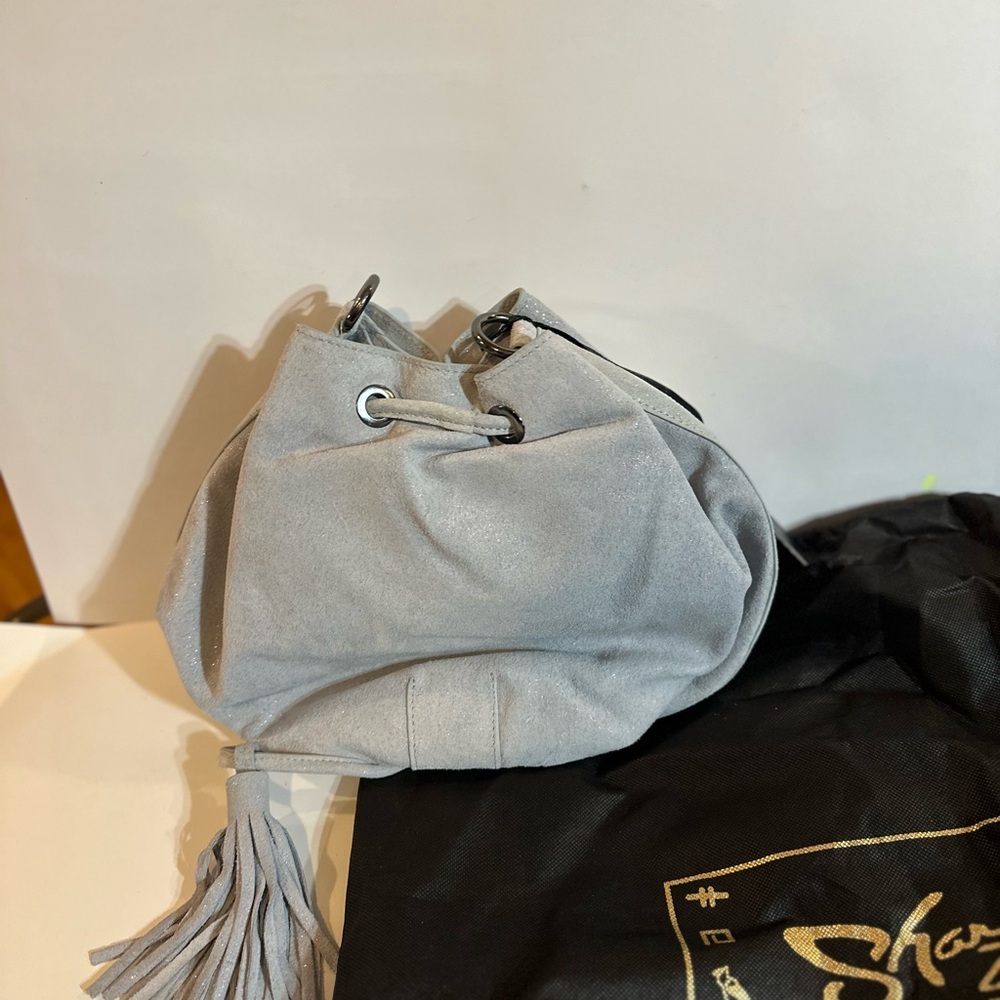 Sharif Light Gray Suede Satchel